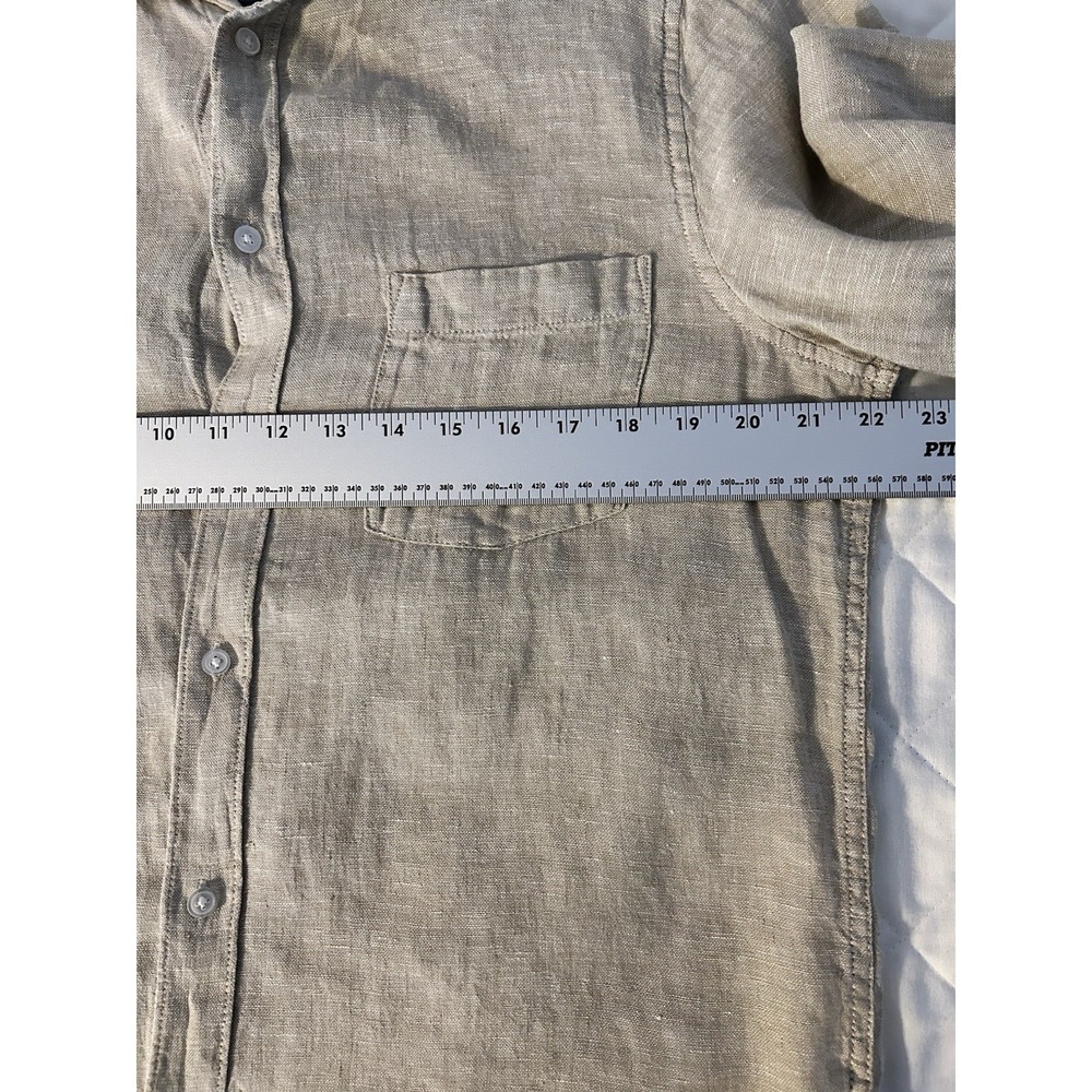 Caribbean Joe 100% Linen Shirt Medium Oatmeal European Flax Coastal Quiet Luxury - Picture 8 of 9